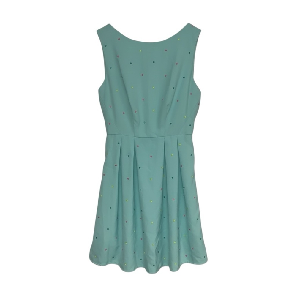Mustard Seed Teal Mint Polka Dot Pleated Cocktail Dress Women’s Small‎